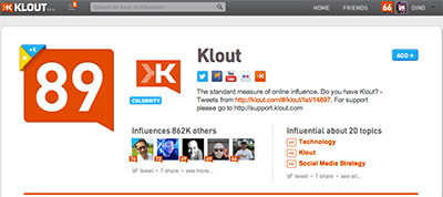 Klout social media Score